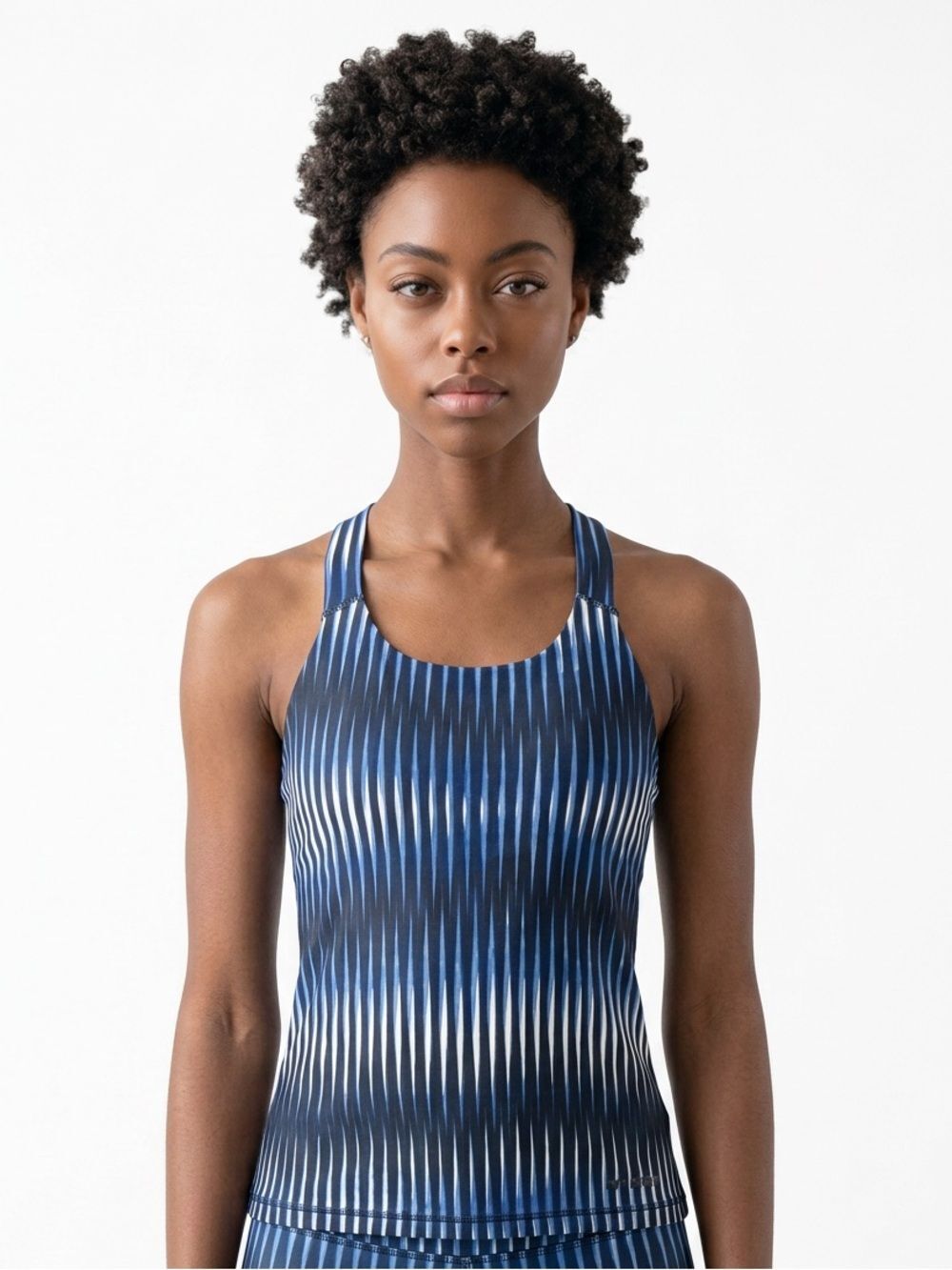 IVY PARK | Blue Black White Wavy Stripe Print Tank Top Women’s Size Medium